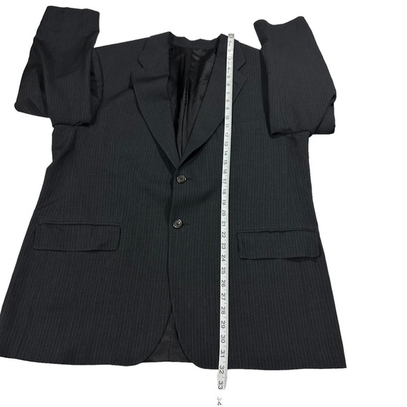 Ralph Ralph Lauren Black & Grey Penstriped Wool Cashmere Suit Jacket Sz 44R EUC - Picture 7 of 12